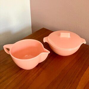 Vintage Pink GPL Melmac Covered Sugar and Creamer Set - Made in Canada